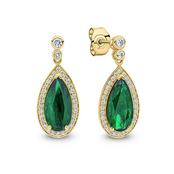 Emerald 3.65ct and Diamond Drop Earrings